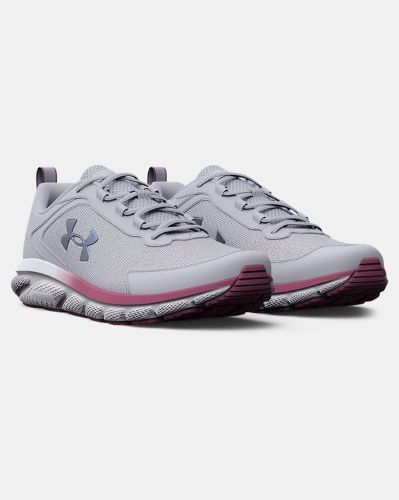 Women's UA Charged Assert 9 Iridescent Running Shoes, Gray, pdpMainDesktop image number 3